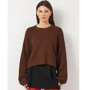 H&M Solid Brown Cropped Knitted Sweater (M)